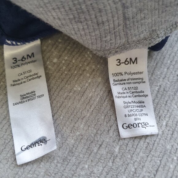 ⭐️4/$20⭐️ Two Pairs of George Fleece Baby Boy Pants Size 3-6 Months - Picture 2 of 4